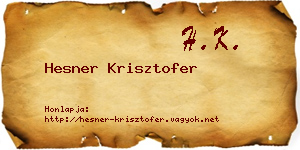 Hesner Krisztofer névjegykártya